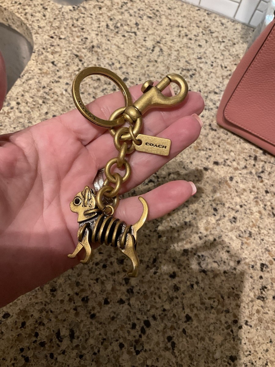 Coach Cat Skeletal Bag Charm Key Fob Ring Brass 69390 | eBay