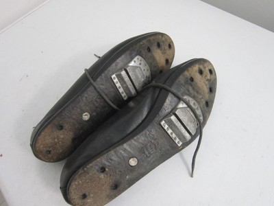 Chaussures Cyclisme Vintage Detto Pietro Noir Cuir Taille 40 - Route