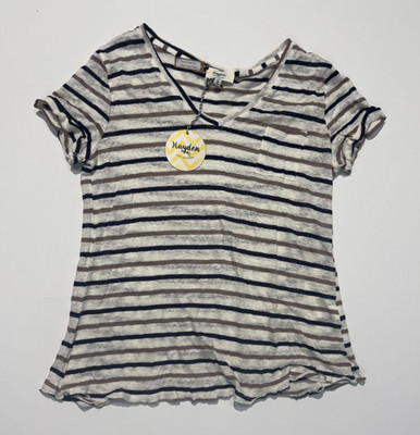 Hayden Los Angeles Stripe V Neck Tee Women's Top