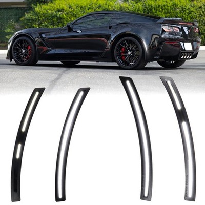 4Pcs Dynamic White LED Side Marker Lights For Chevy Corvette C7 2014-2019 F&R