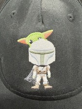 Star Wars Baby Yoda Grogu Hat Cap Strap Back Black Mandalorian Embroidered Youth