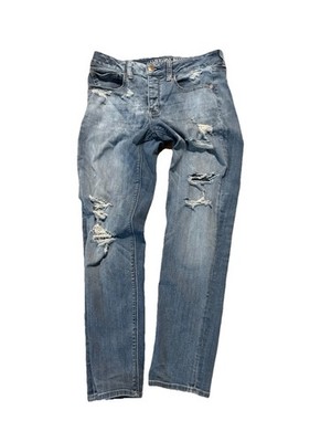 american eagle jeans women size 4 Tom Girl Extra Stretchy Distressed Skinny