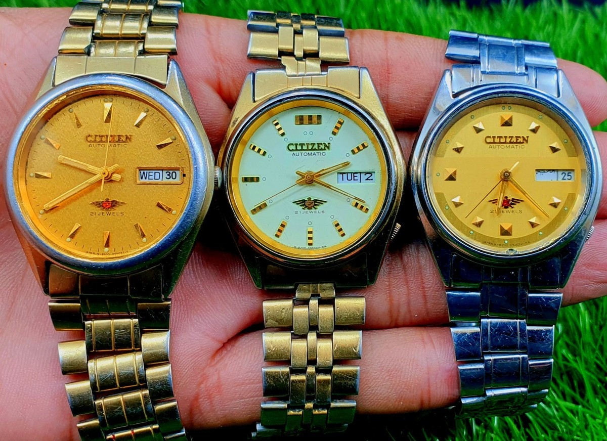 Lot Of Vintage Citizen Automatic 21 Jewels Men Watches Day Date
