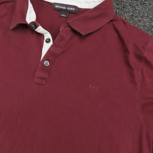 Michael Kors Poloshirt Herren Large Burgundy Maroon MK Logo Kurzarm Freizeit - Bild 2 von 8