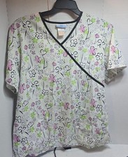 Women's SB Scrubs Floral Short Sleeve Tee XL White Pink