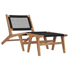 Teak Massiv Sonnenliege Fußablage Seil Liegestuhl Gartenliege Deckchair vidaXL