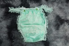  A291 2XL/ElasticW.24-44" Vtg Style Green Satin Bikini Thong Panties Underwear