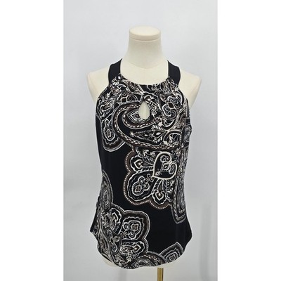 y2k Romantic Goth White House Black Market Paisley Key Hole Halter
