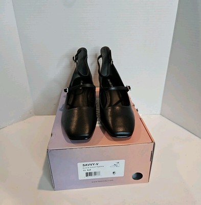 Lisa Vicky (Savvy-V) Women's Size 9M Black Leather Strappy Mary Jane Heels