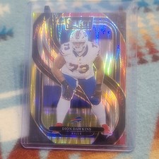 Dion Dawkins 2024 Panini Select #152 Buffalo Bills Prizm red and yellow shock