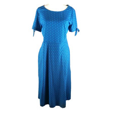 Croft & Barrow Women's Dress Size Medium Blue Black Fit Flare Midi Short sleeve