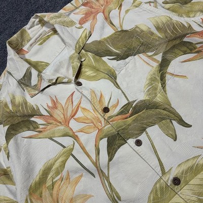 Tommy Bahama Shirt Mens XL Bird Of Paradise Hawaiian Silk Short Sleeve Camp
