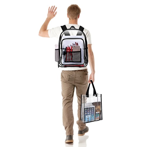 Waterproof Transparent Backpack Miss Heavy Duty Clear Stadium Bag Tote - Picture 2 of 8