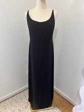 VINTAGE 90s Lisa Ho Sz 10 (VTG 12) Prom Formal Maxi Midi DRESS Black Shift Slip