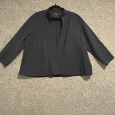 Lafayette 148 New York Jacket Women Large Navy Open Front Swing Open Blazer