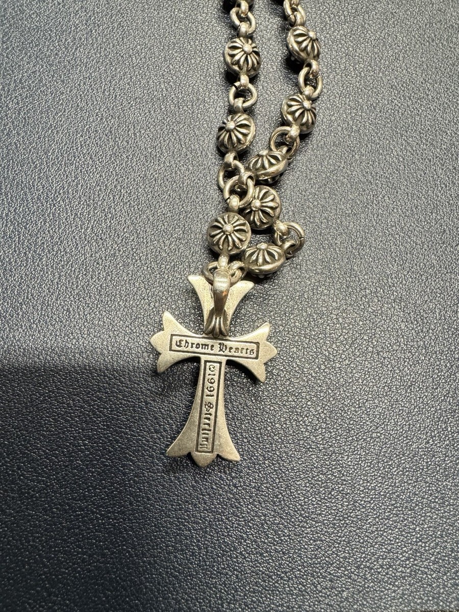 Chrome Hearts Cross Pendant 925 Silver Ball/Bead Chain Hook