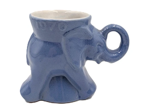 Frankoma Pottery Political GOP Elephant 1970 Cornflower Blue Coffee Tea Mug #2