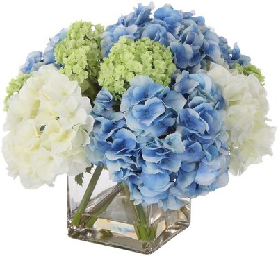 Uttermost 60200 Providence Hydrangea 13-5/8'' Tall Glass Faux - Clear