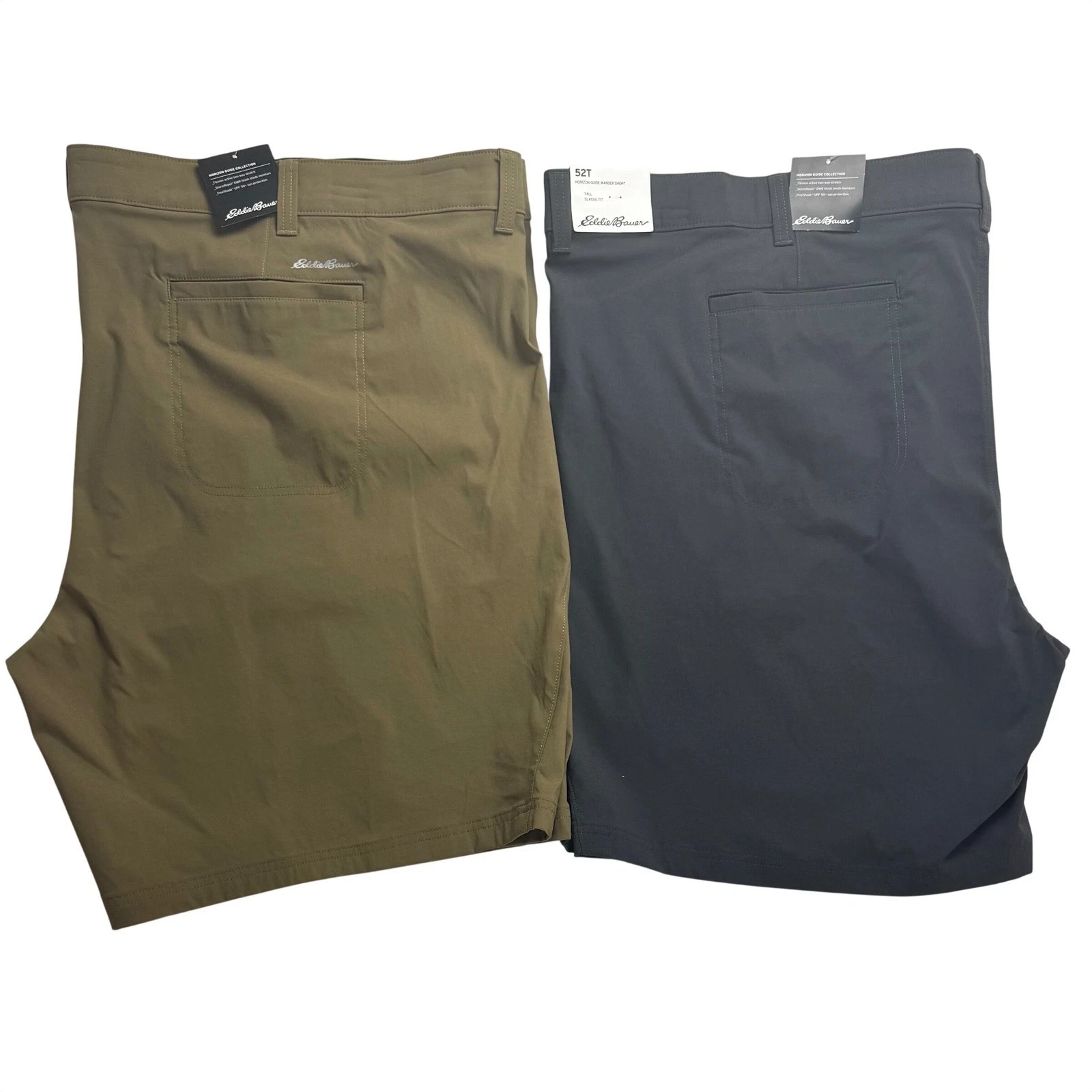 Lot of 2 Eddie Bauer Horizon Guide Wander Shorts Mens 52T Tall Hiking Olive Grey