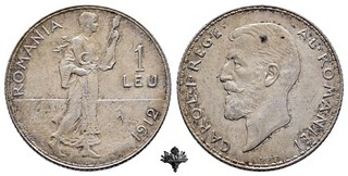 RUMÄNIEN 1 leu 1912 SILVER Silbermünze Carol I Romania