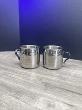 (Set Of 2) VOLLRATH 7211 Double Wall Insulated Stainless Steel Mugs. Vintage