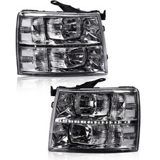 LED Point Headlight Clear Lens Housing Corner for 07-13 Silverado 2500HD 3500HD