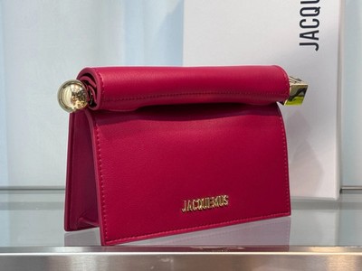 Jacquemus La Pochette Rond Take-Out Clutch Bag   Rose Red Small / Large Size NEW
