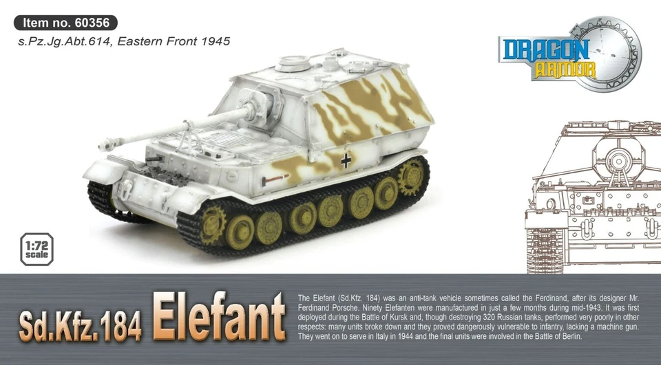 Dragon Armor ELEFANT S.PZ.JG.ABT.614 EASTERN FRONT 1945 modellino carro armato 1 - Immagine 2 di 2