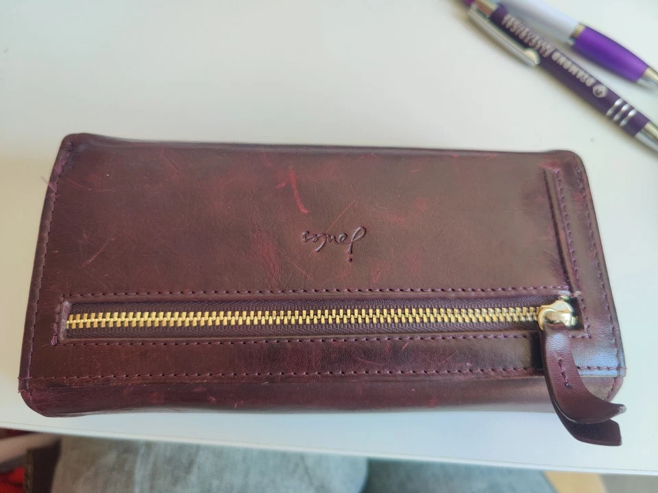 Women’s Joules Tally Leather Purse Wallet oxblood burgundy - Image 4 of 4