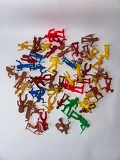 Vintage Lot Of Plastic Toy Native American Indians Cowboys Figures
