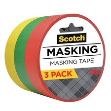 Scotch Expressions Masking Tape, .94 in x 20 yd, 3 Rolls/Pack, Red, Yellow,