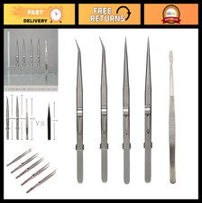 5Pcs Precision Anti-Static Stainless Steel Tweezers Set for Electronics, Jewelry