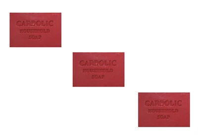 3x Traditional Household Fragranced Carbolic Bar Soap 125g - Red