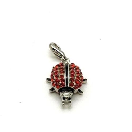 Dije de broche de langosta Ladybug de diamantes de imitación rojos en tono plateado de colección - Imagen 2 de 4