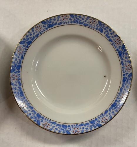 6 Oriential Bread Dessert Plates 5” White Blue Floral Gold Trim - Picture 10 of 15