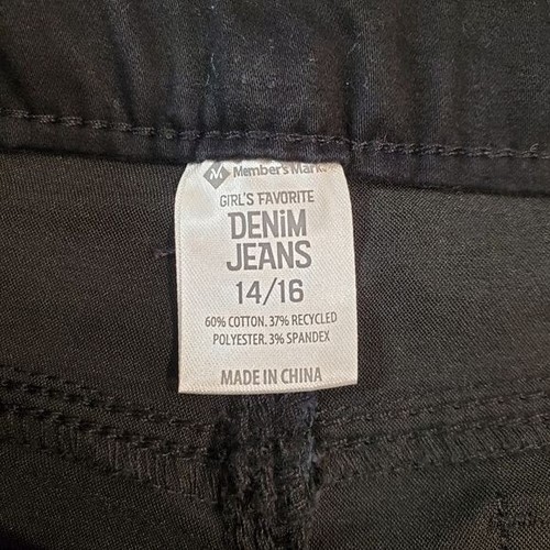 Member's Mark Denim Jeans Girls 14/16 Black Mid Rise Skinny Stretch Bonus Pop it - Picture 7 of 11