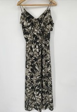 Banana Republic Maxi Dress Size 2 Floral Olive Green Ruffle Cold Shoulder