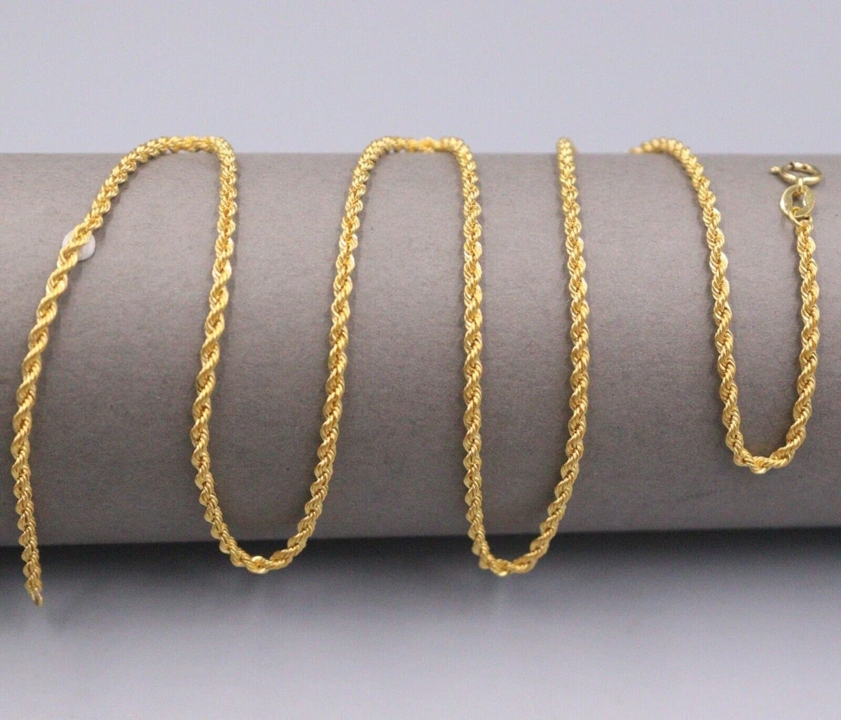 Pure 18K Yellow Gold Chain Women 2mm Rope Link Necklace 2 2.2g 18in L