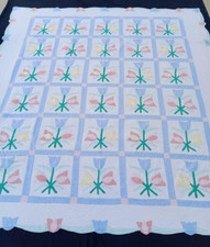 Vintage Beautiful Quilt Different Pieces Hand Woven size 96x91 inches