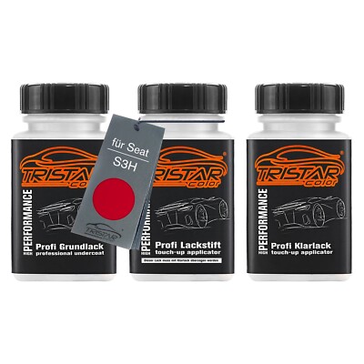 Autolack Lackstift Set für Seat S3H Rojo Emocion Grund Basis Klarlack je 50ml