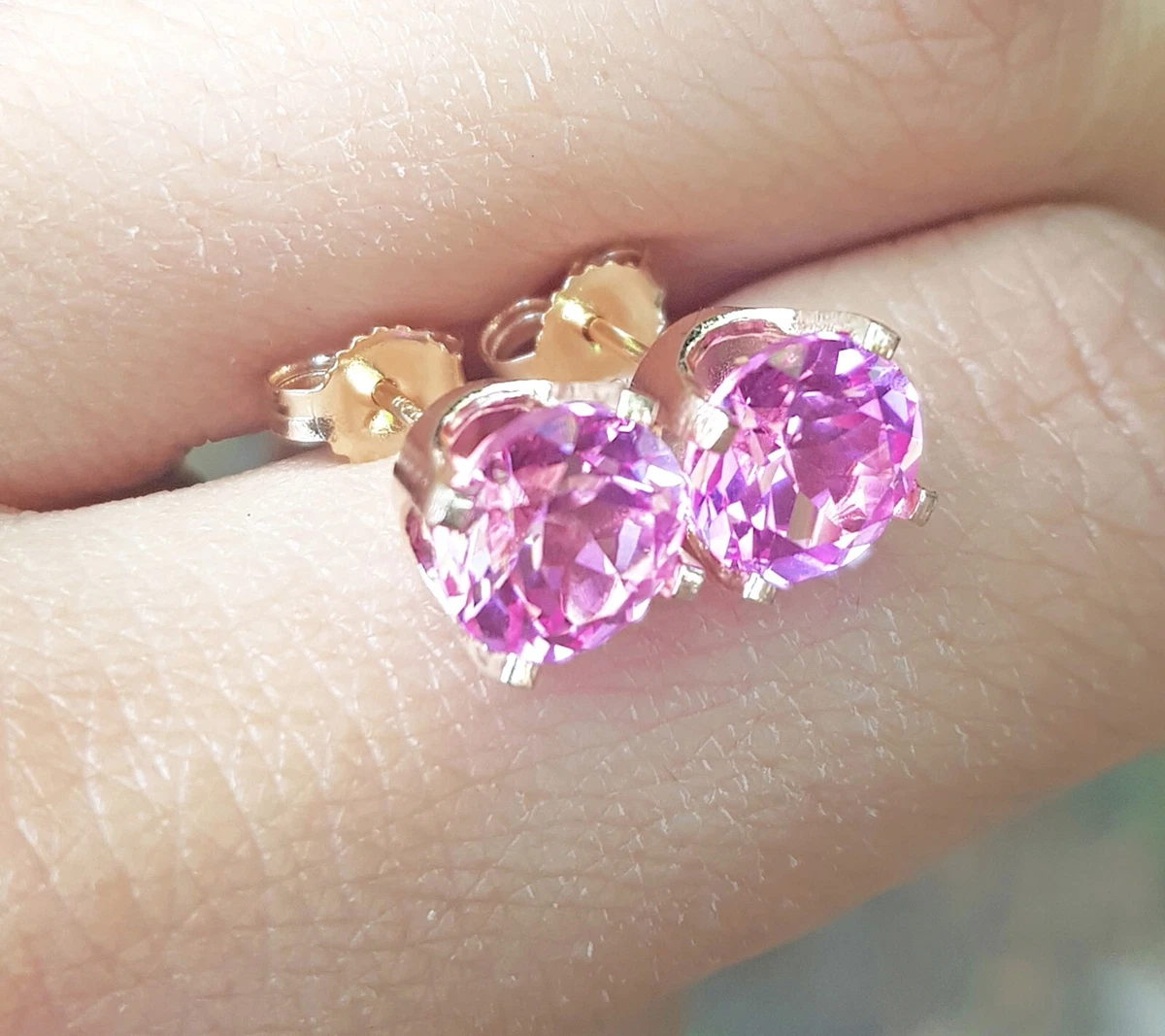 Pink sapphire earrings studs deals