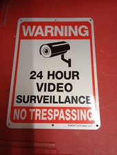 24 Hour Video Surveillance Warning Sign,10'' x7'' No Trespassing Sign for CCTV