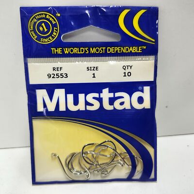 Mustad Octopus Beak Hooks Fishing 92553 Size 1 10 Pack