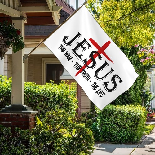 Jesus The Way Truth Life Flag Christian Jesus American Flags for Outside 3x5 ... - Picture 7 of 7