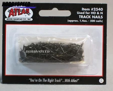 ATLAS #2540 TRAIN TRACK NAILS  HO & N SCALE 500 PACK fastener pin black ATL2540