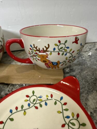 TEMP-TATIONS Winter Whimsy Snowman 22oz SOUP MEAL MUGS w/LID IT TRAY 4Pc RARE - Picture 4 of 17