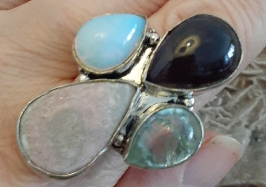 Artisan 925 Silver Multi Gemstone Opalite Glass Q… - image 10