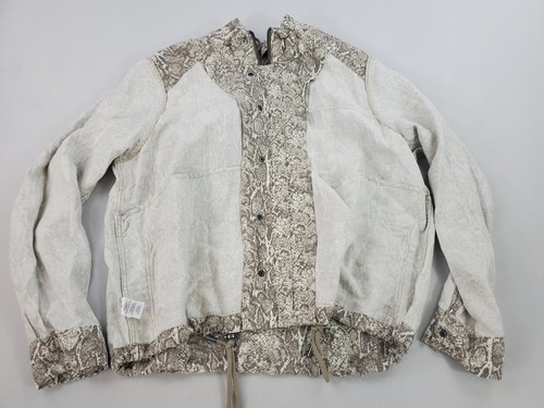RAILS women jacket 706-440-2278 sand snake skin tan lyocell linen sz L - Picture 9 of 10