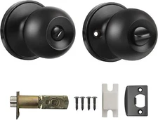 3 Probrico DL607BKBK Matte Black Privacy and 3 Probrico Black Matte Passage knob
