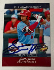 SCOTT HURST SIGNED 2018 MIDWEST LEAGUE TOP PROSPECT ROOKIE CARD AUTO